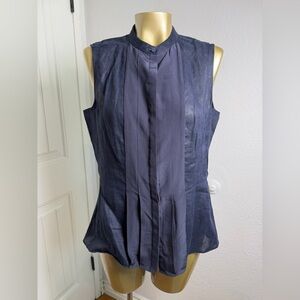 Tory Burch Blue Sleeveless Peplum Blouse 6
